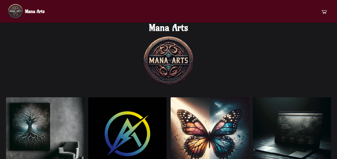 screencap of mana-arts website